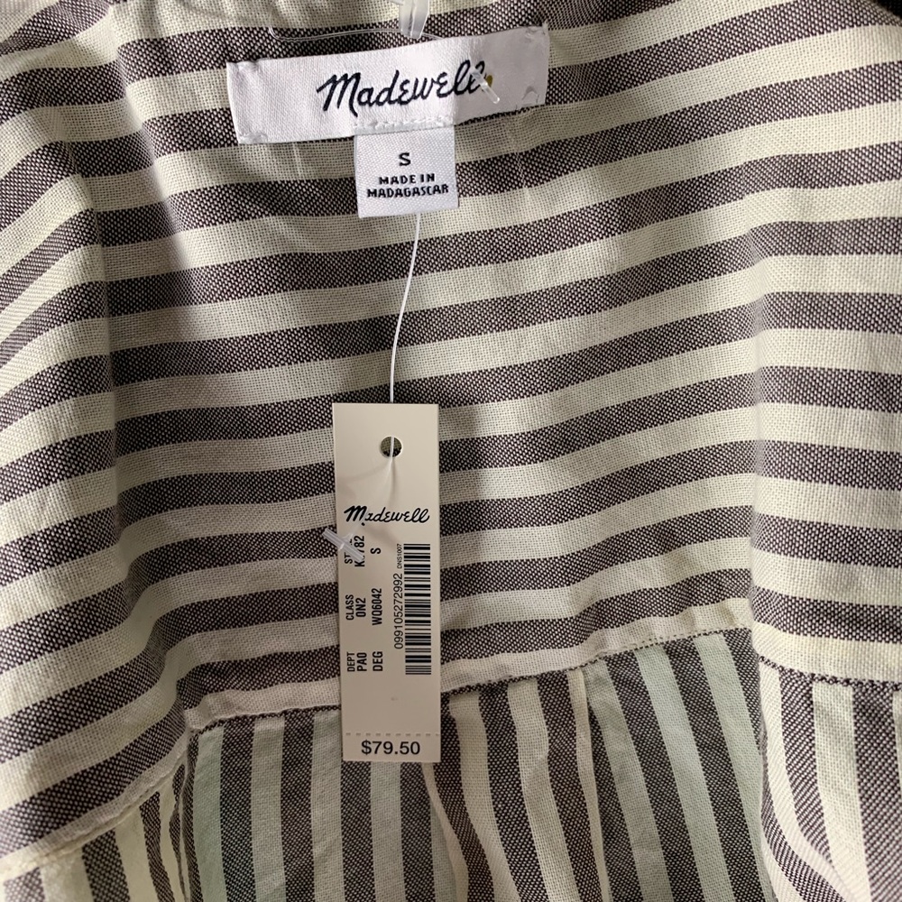 🎈Madewell Tie-Front Striped Cropped Shirt Top NWT - Picture 7 of 8
